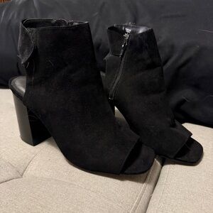 ASOS Black Suede Open Toe Ankle Boots